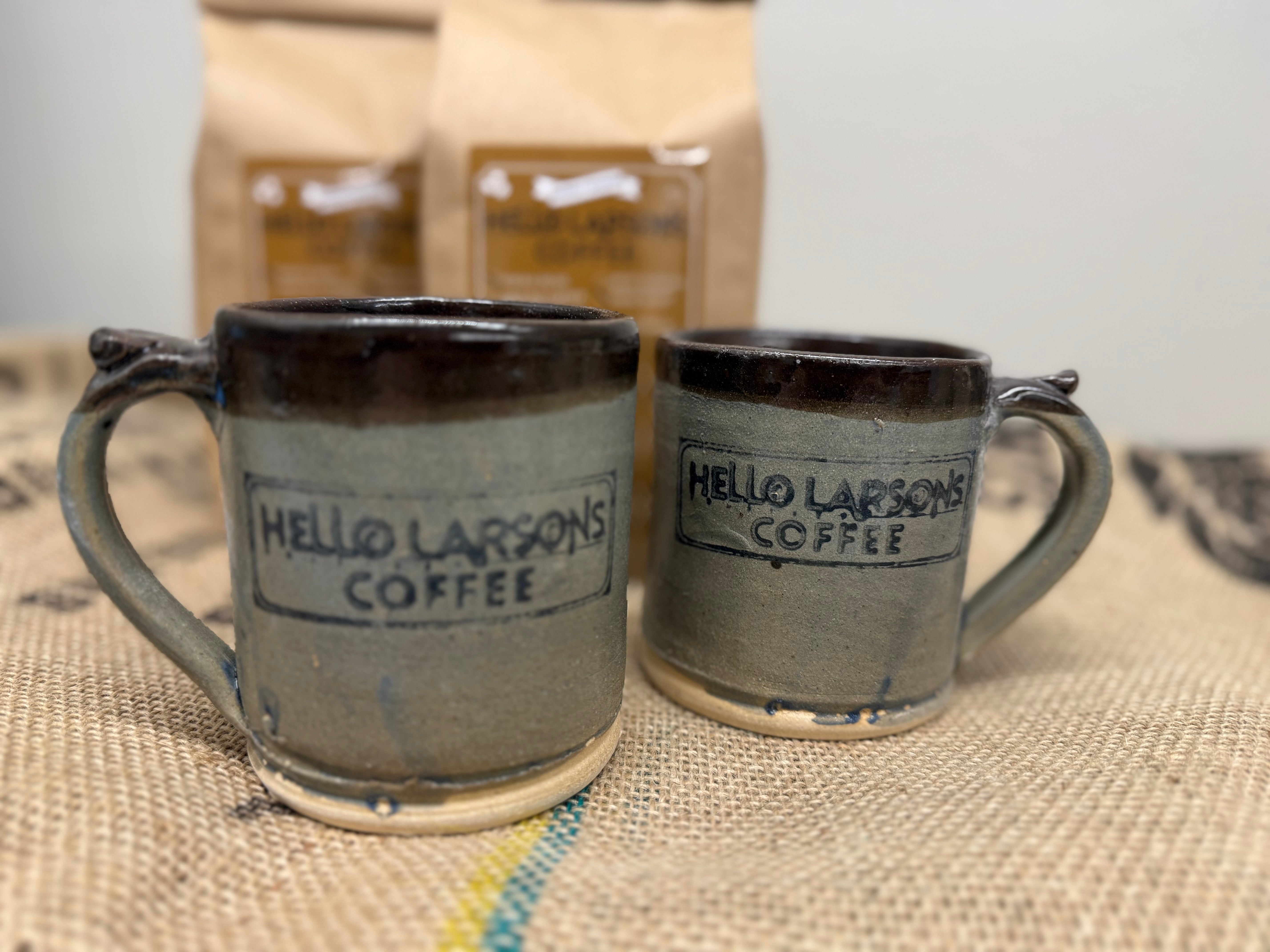 Hello Larsons Coffee Mugs