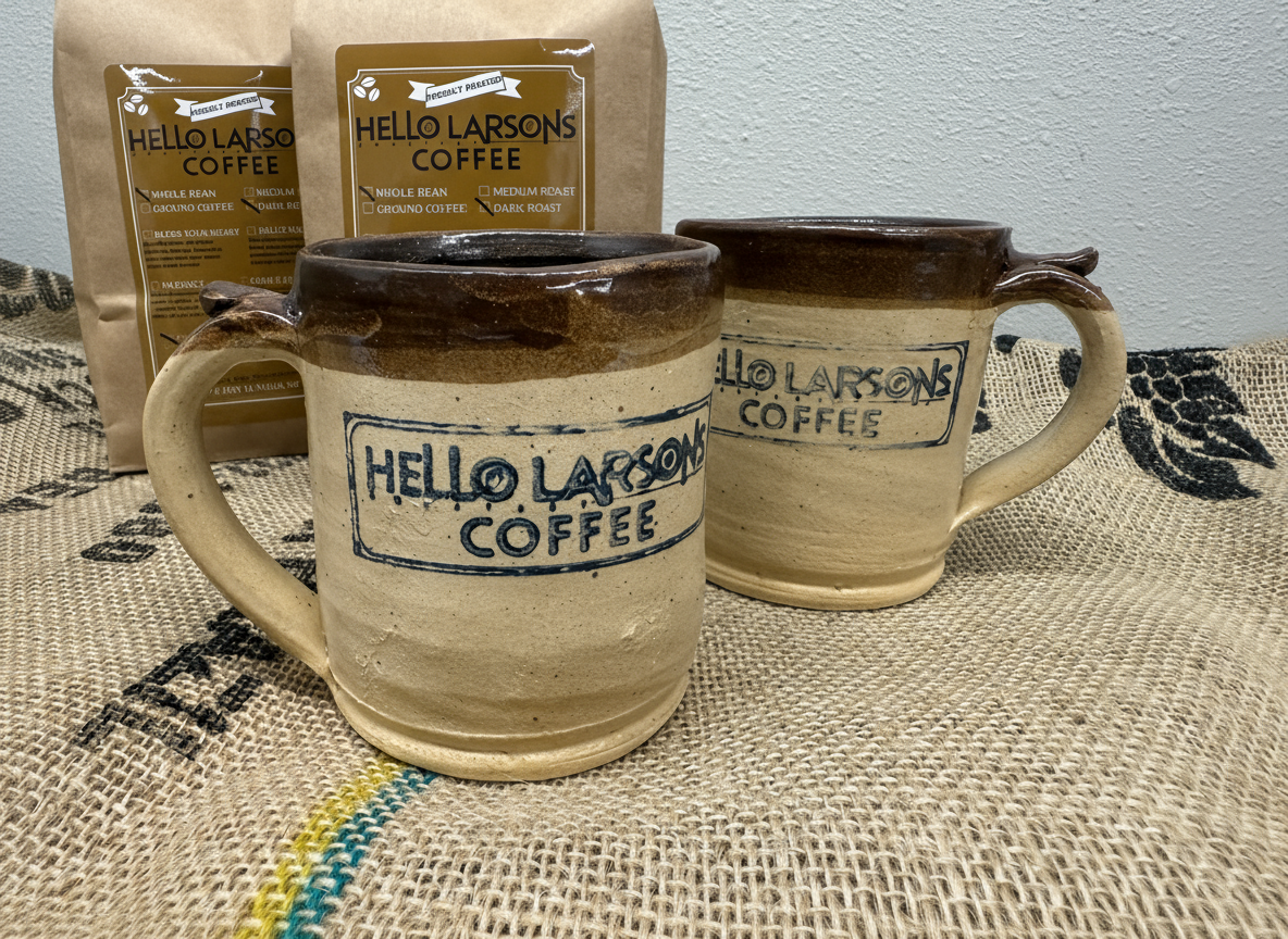 Hello Larsons Coffee Mugs